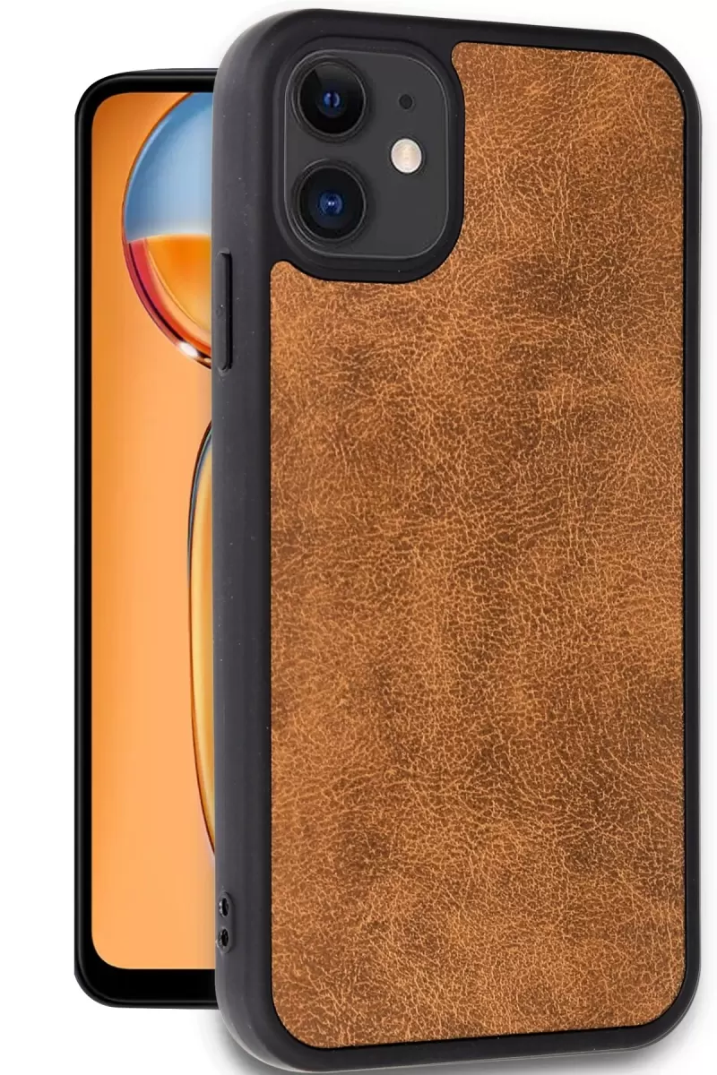 Newface Apple iPhone 11 Kılıf Aras Deri Kapak - Taba