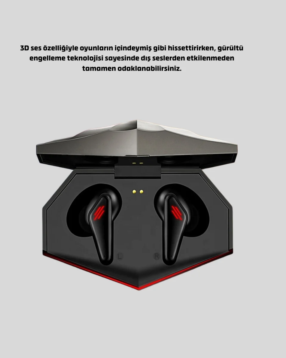 Kablosuz Bluetooth Kulaklık Düşük Gecikmeli 3D Ses ve LED Işıklı Tasarım