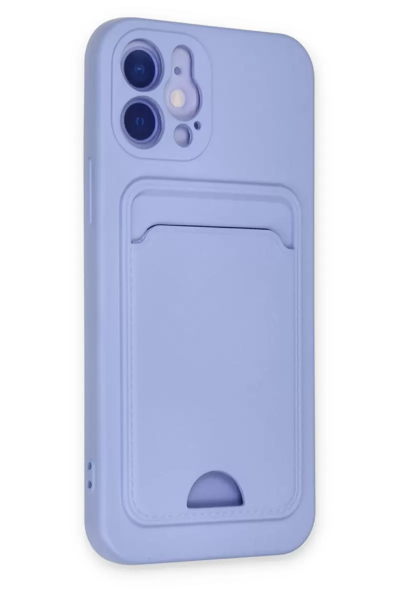 Newface Apple iPhone 12 Kılıf Kelvin Kartvizitli Silikon - Lila