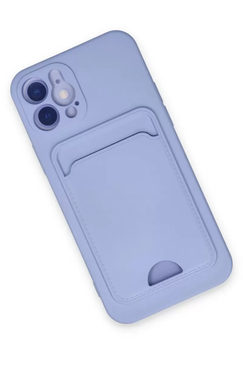 Newface Apple iPhone 12 Kılıf Kelvin Kartvizitli Silikon - Lila