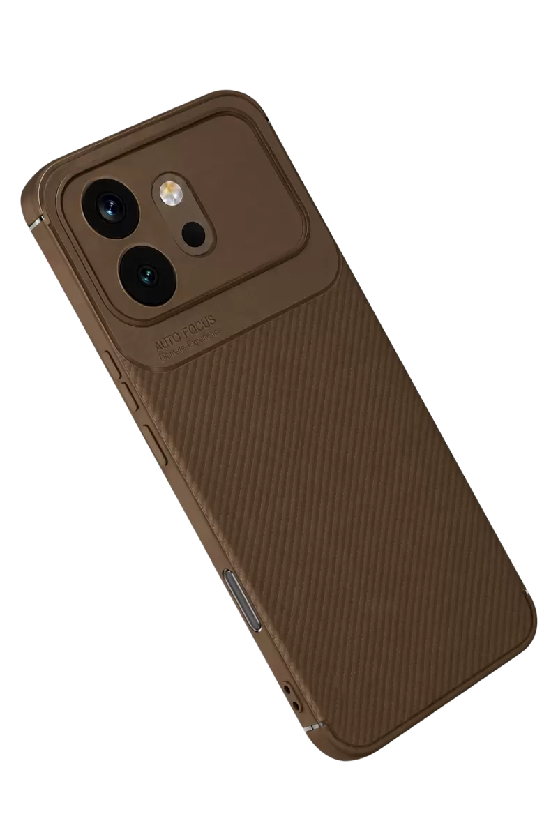 Newface Huawei Honor 600 Auto Focus Karbon Kapak - Kahverengi