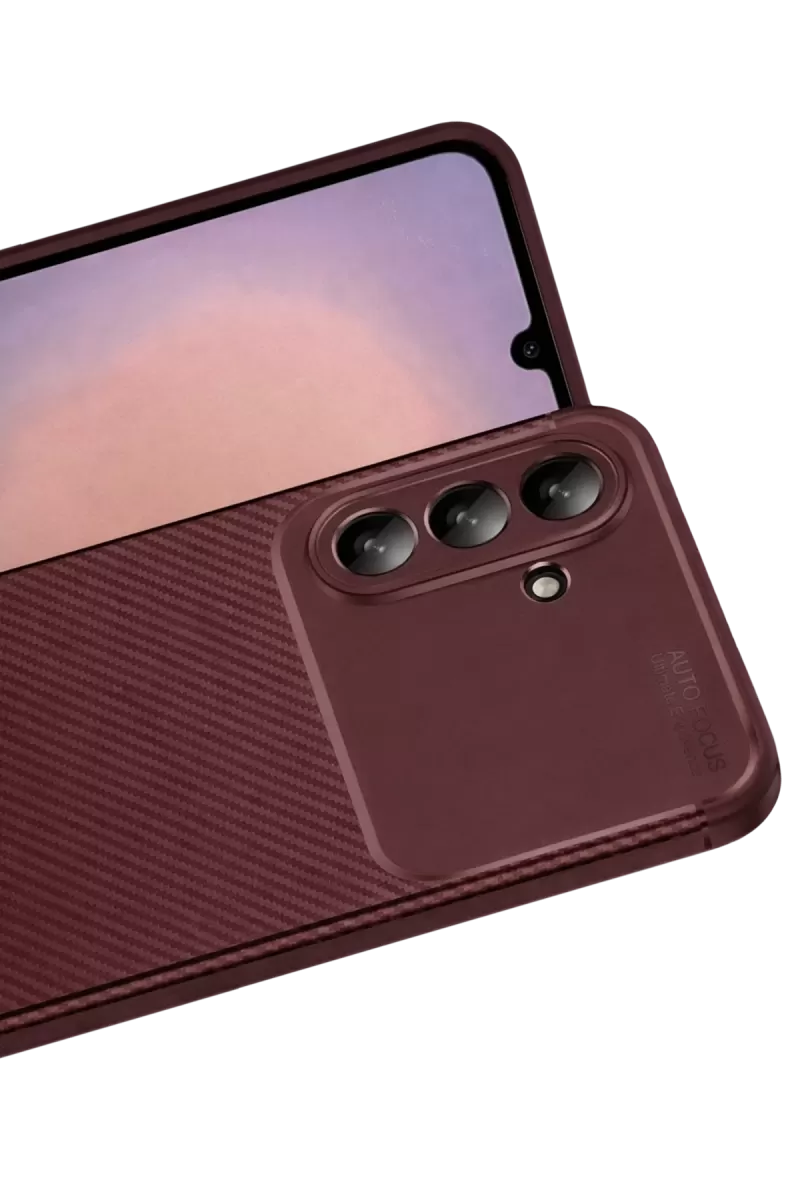 Newface Samsung Galaxy A26 Kılıf Auto Focus Karbon Kapak - Bordo