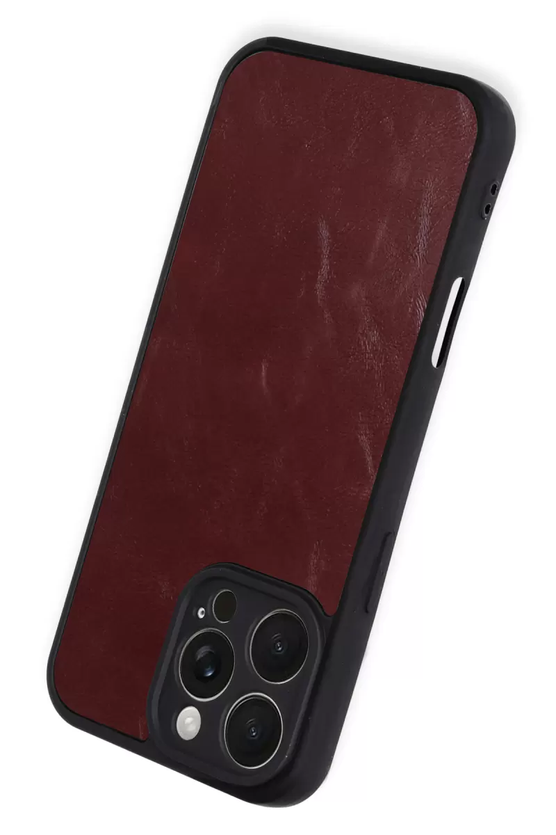 Newface Apple iPhone 16 Pro Max Kılıf Aras Deri Kapak - Bordo