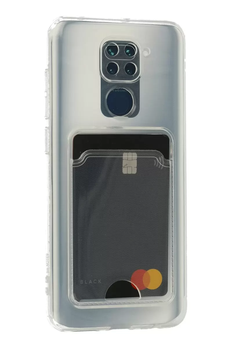 Newface Xiaomi Redmi Note 9 Kılıf Kart Şeffaf Silikon - Şeffaf