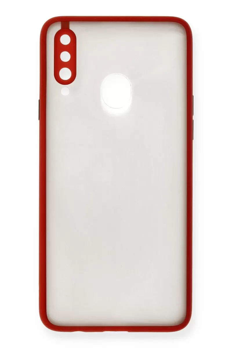 Newface Samsung Galaxy A20S Kılıf Montreal Silikon Kapak - Kırmızı