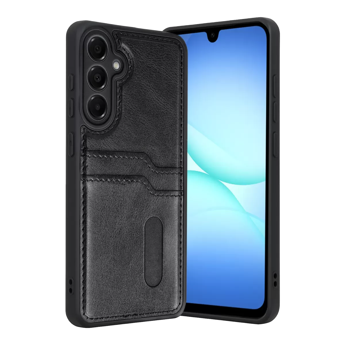 Newface Samsung Galaxy A57 5G Sara Kartvizitli Deri Kılıf - Siyah