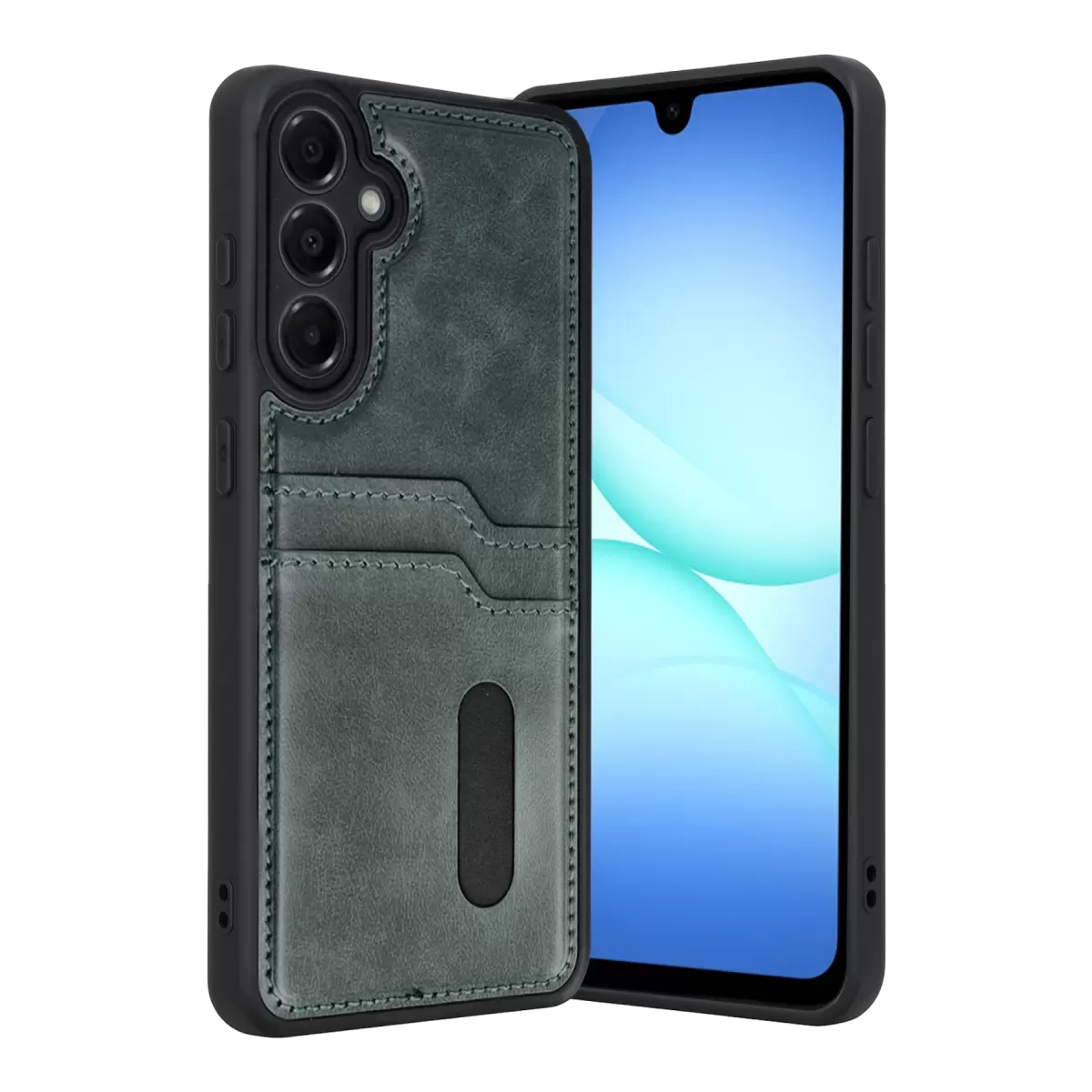 Newface Samsung Galaxy A57 5G Sara Kartvizitli Deri Kılıf - Yeşil
