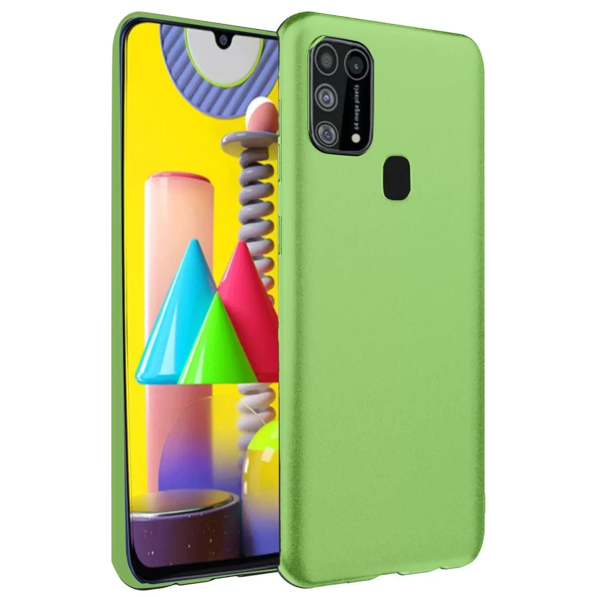 Newface Samsung Galaxy M31 Kılıf Nano içi Kadife Silikon - Yeşil
