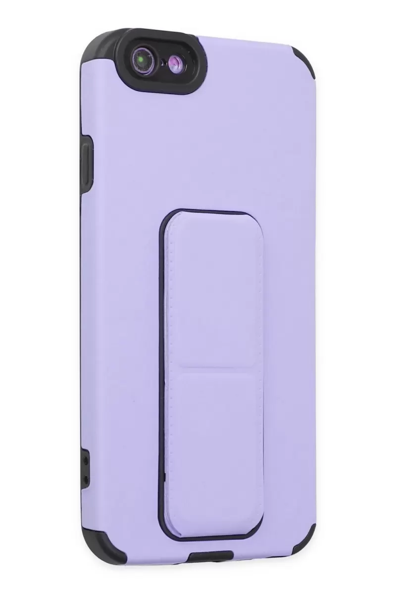 Newface Apple iPhone 6 Kılıf Mega Standlı Silikon - Lila