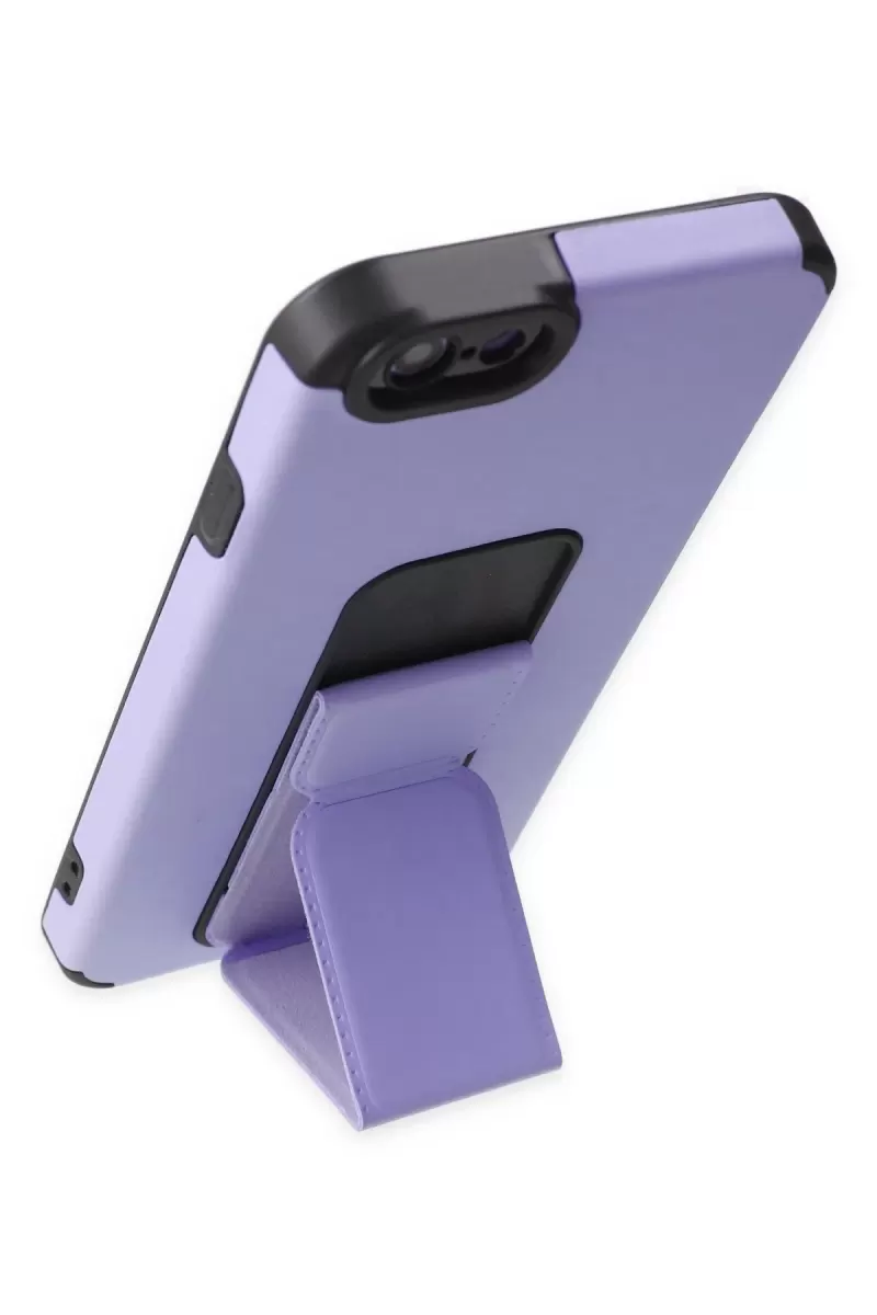 Newface Apple iPhone 6 Kılıf Mega Standlı Silikon - Lila