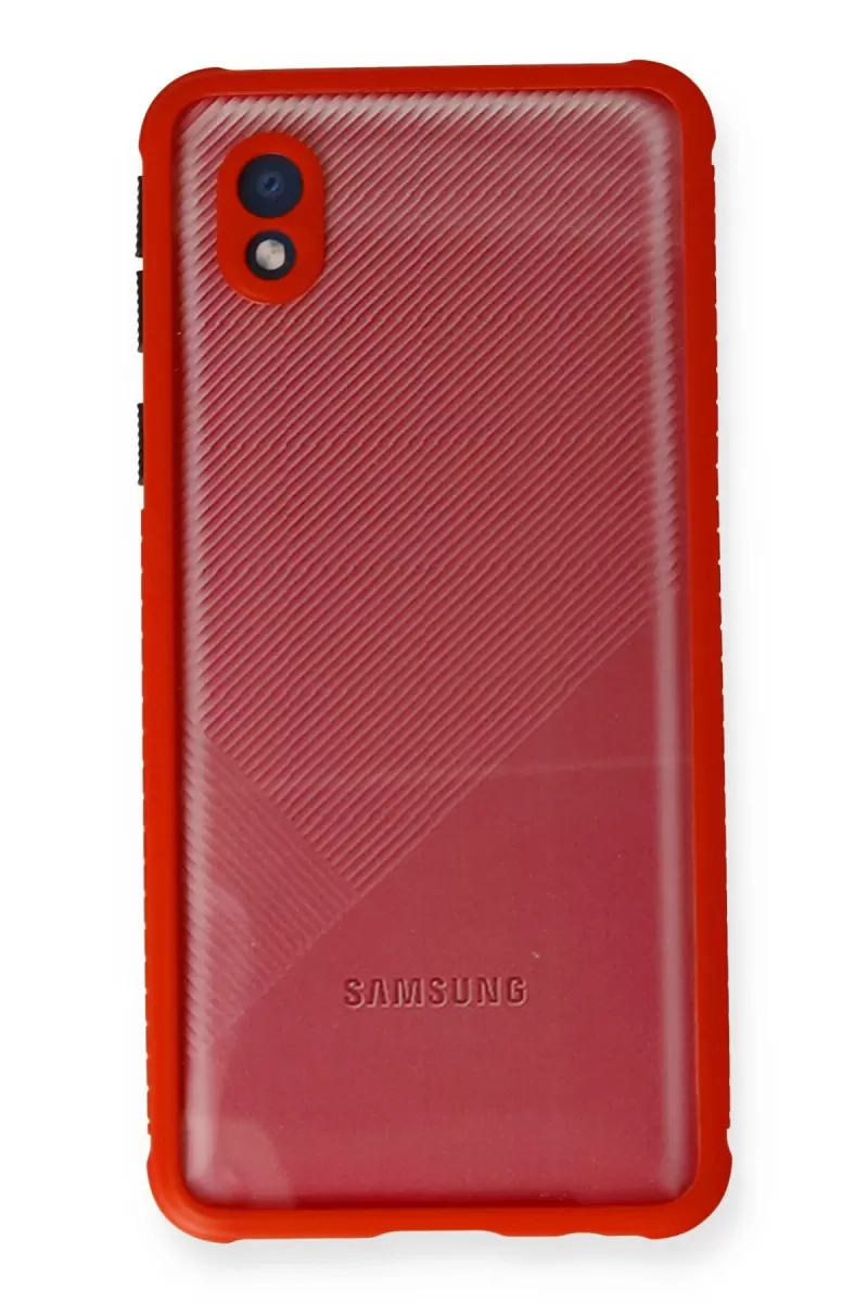 Newface Samsung Galaxy A01 Core Kılıf Miami Şeffaf Silikon - Kırmızı