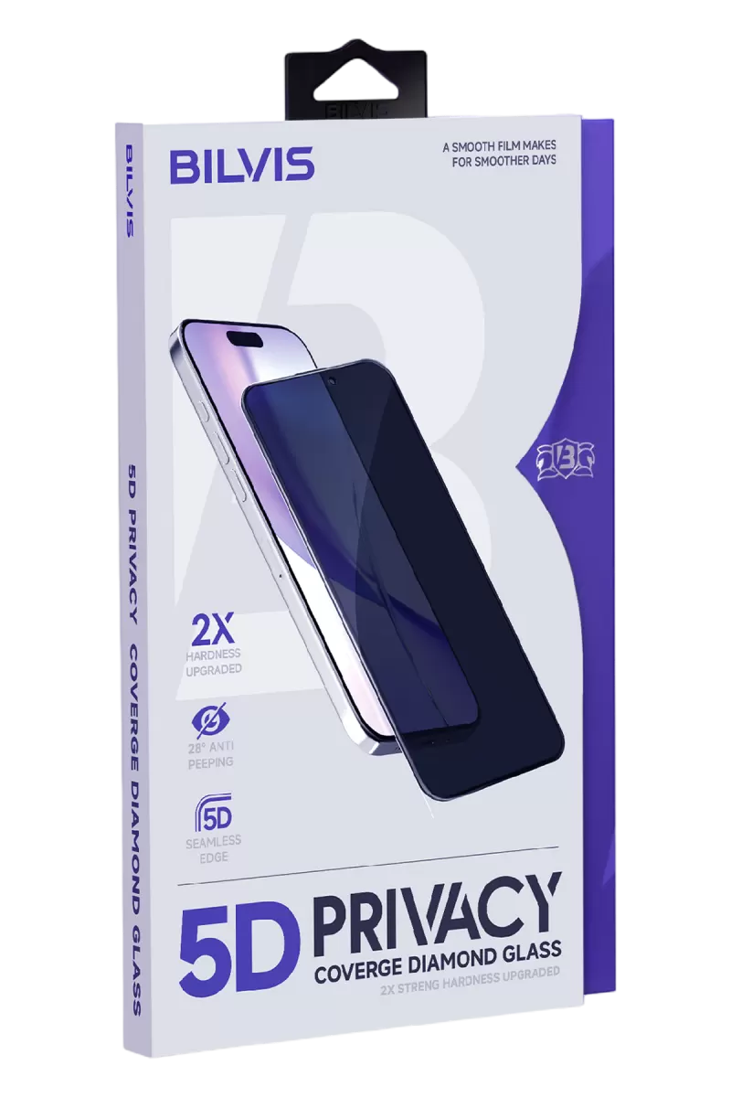 Newface Apple iPhone 15 Bilvis 5D Privacy Diamond Hayalet Cam Ekran Koruyucu