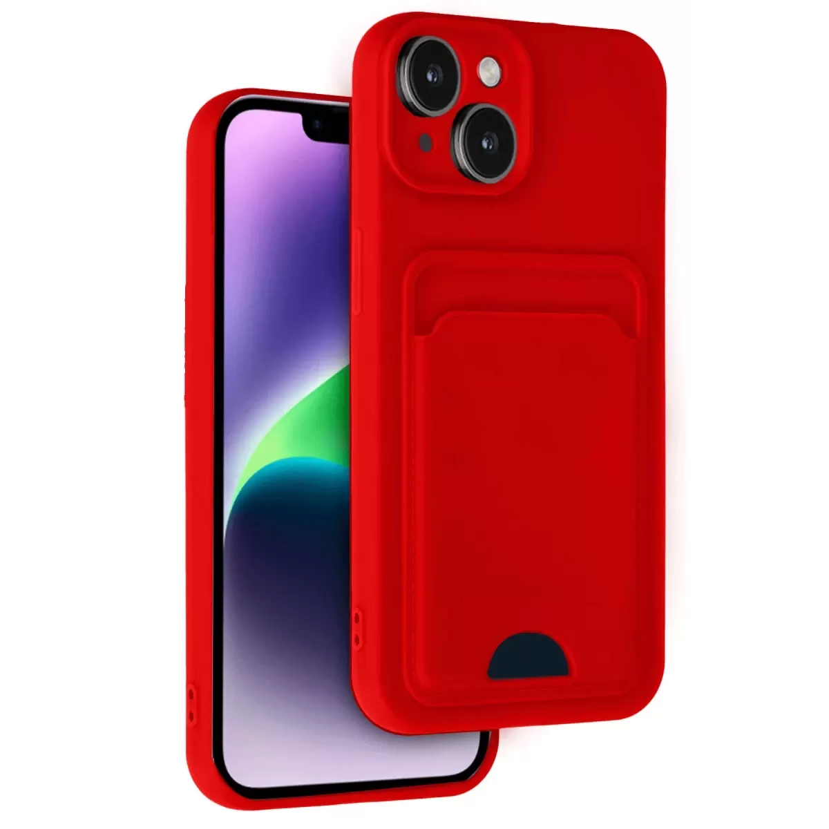 Newface Apple iPhone 14 Kılıf Kelvin Kartvizitli Silikon - Kırmızı