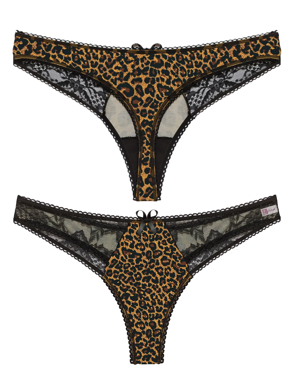 Leopar Desenli Dantelli Fantezi G String Külot