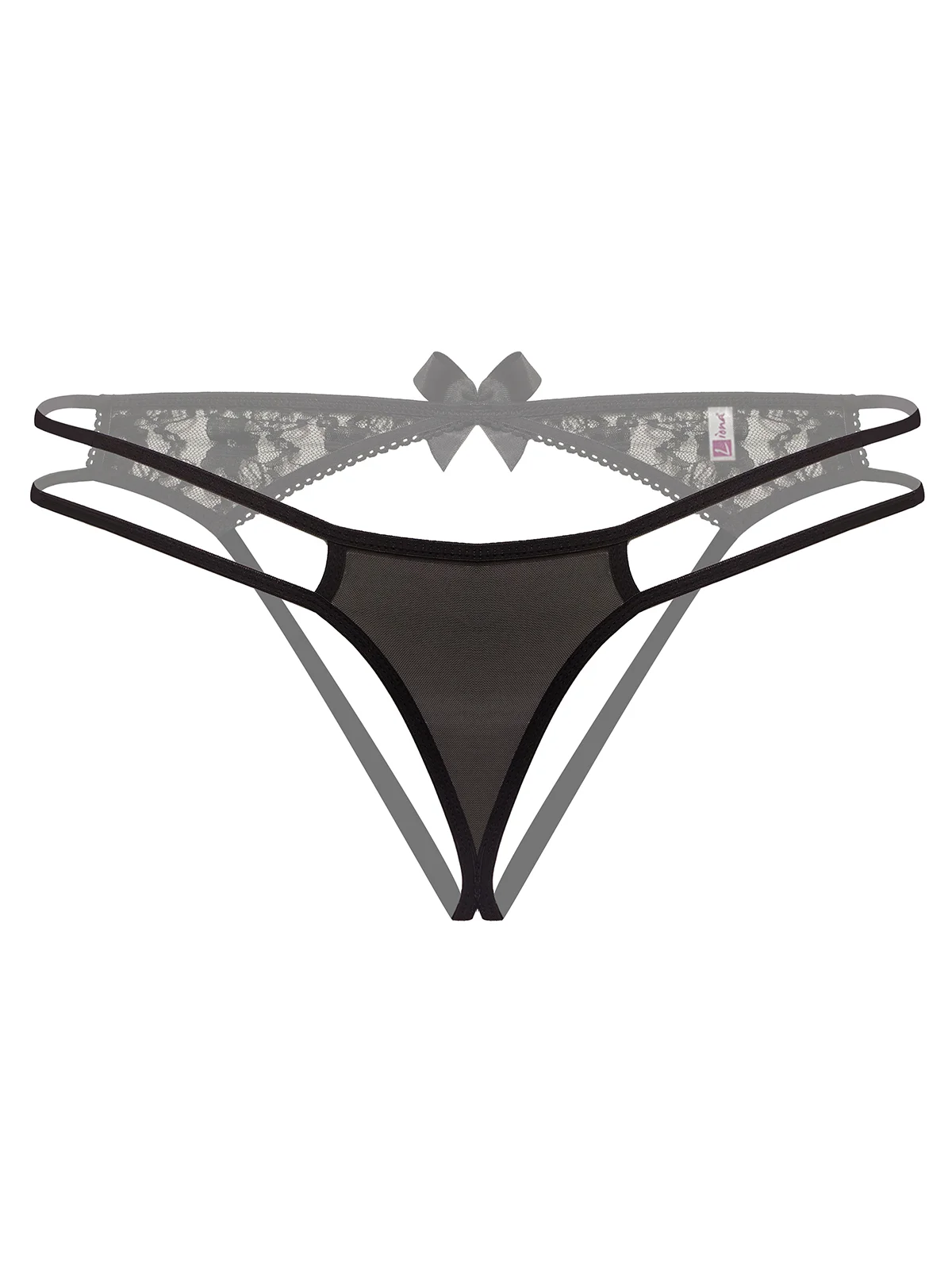 Arkası Açık Siyah Fantezi String Tanga