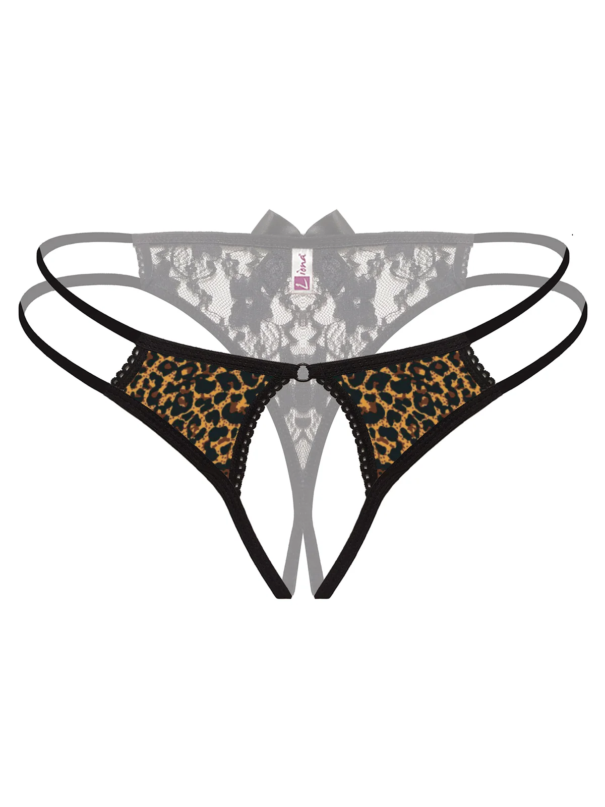 Özel Bölgesi Açık Leopar Desenli Fantazi Külot