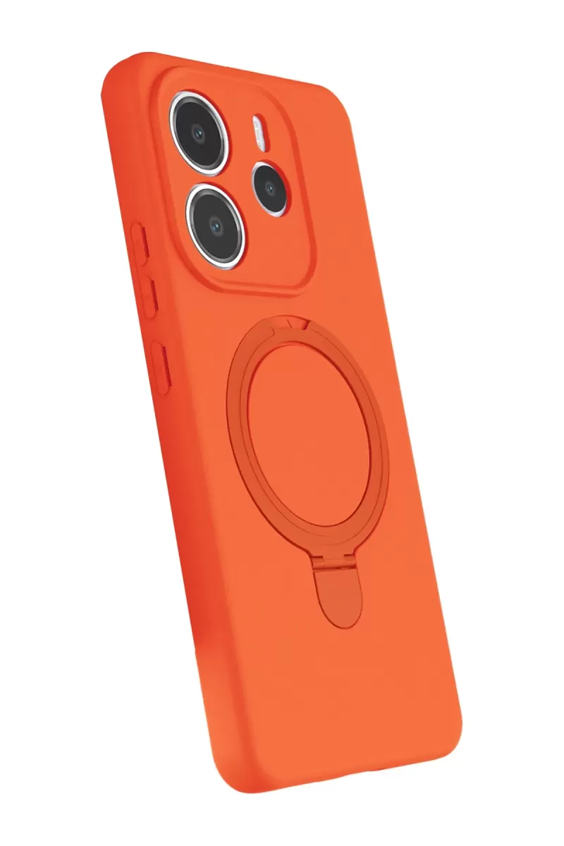 Newface Xiaomi Redmi Note 14 4G Regal Magsafe Standlı Kapak - Turuncu