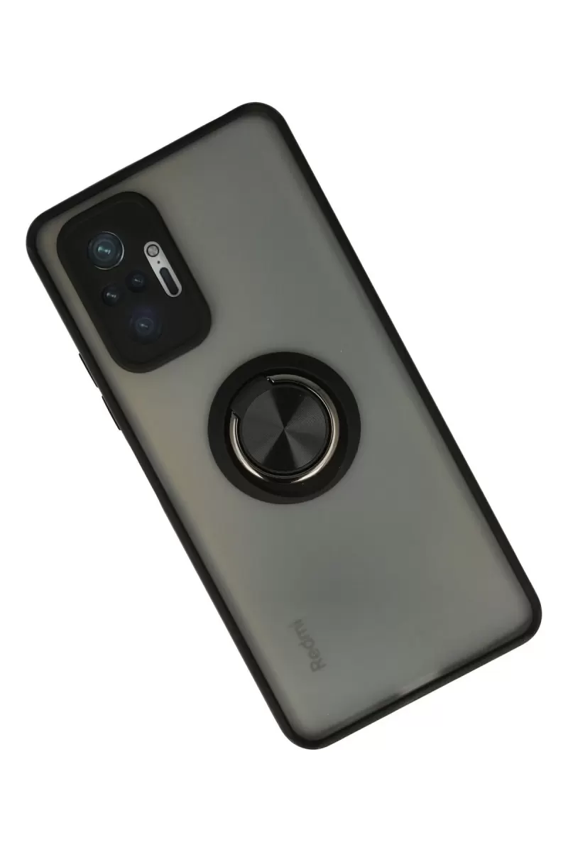 Newface Xiaomi Redmi Note 10 Pro Kılıf Montreal Yüzüklü Silikon Kapak - Siyah