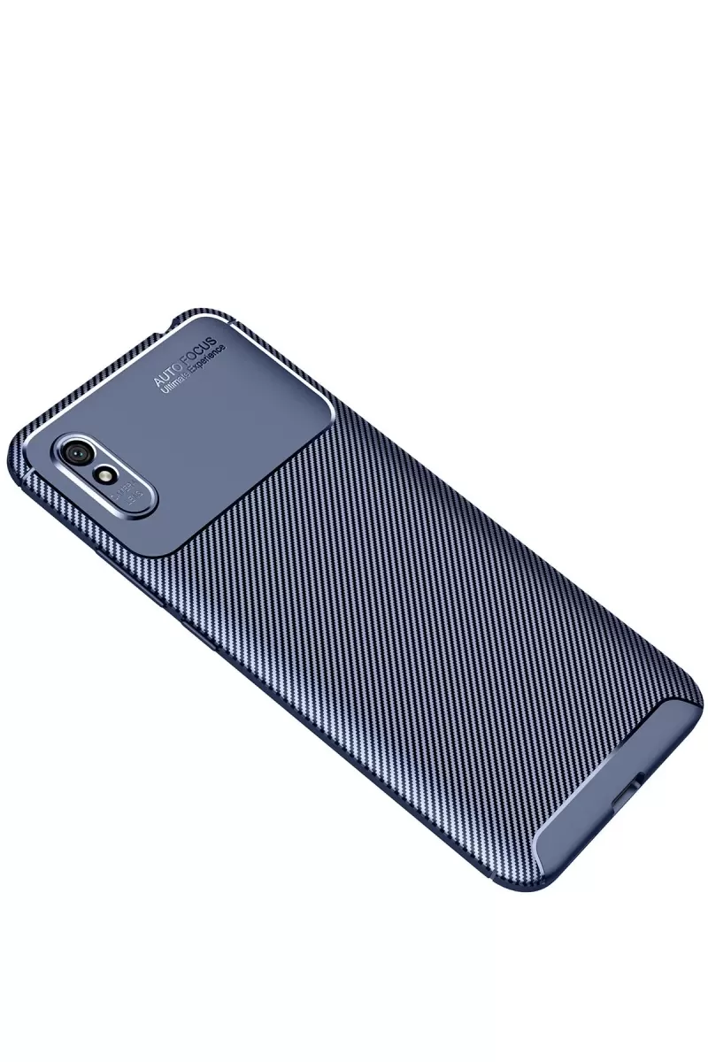 Newface Xiaomi Redmi 9A Kılıf Auto Focus Karbon Kapak - Lacivert