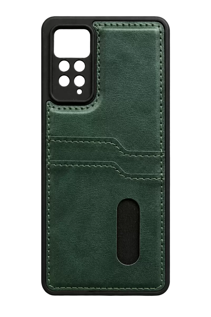 Newface Xiaomi Redmi Note 12 Pro 4G Kılıf Sara Kartvizitli Deri Kılıf - Koyu Yeşil