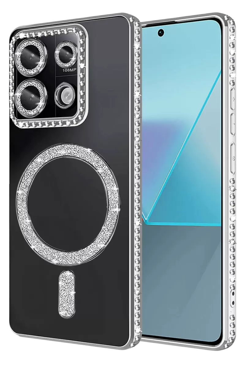 Newface Xiaomi Redmi Note 13 Pro 4G Joke Simli Magneticsafe Kılıf - Gümüş