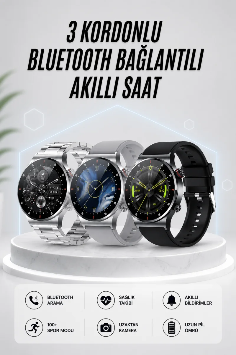 Akıllı Saat Amoled Ekran Bluetooth Bağlantılı Sesli Görüşme Nabız Ölçer