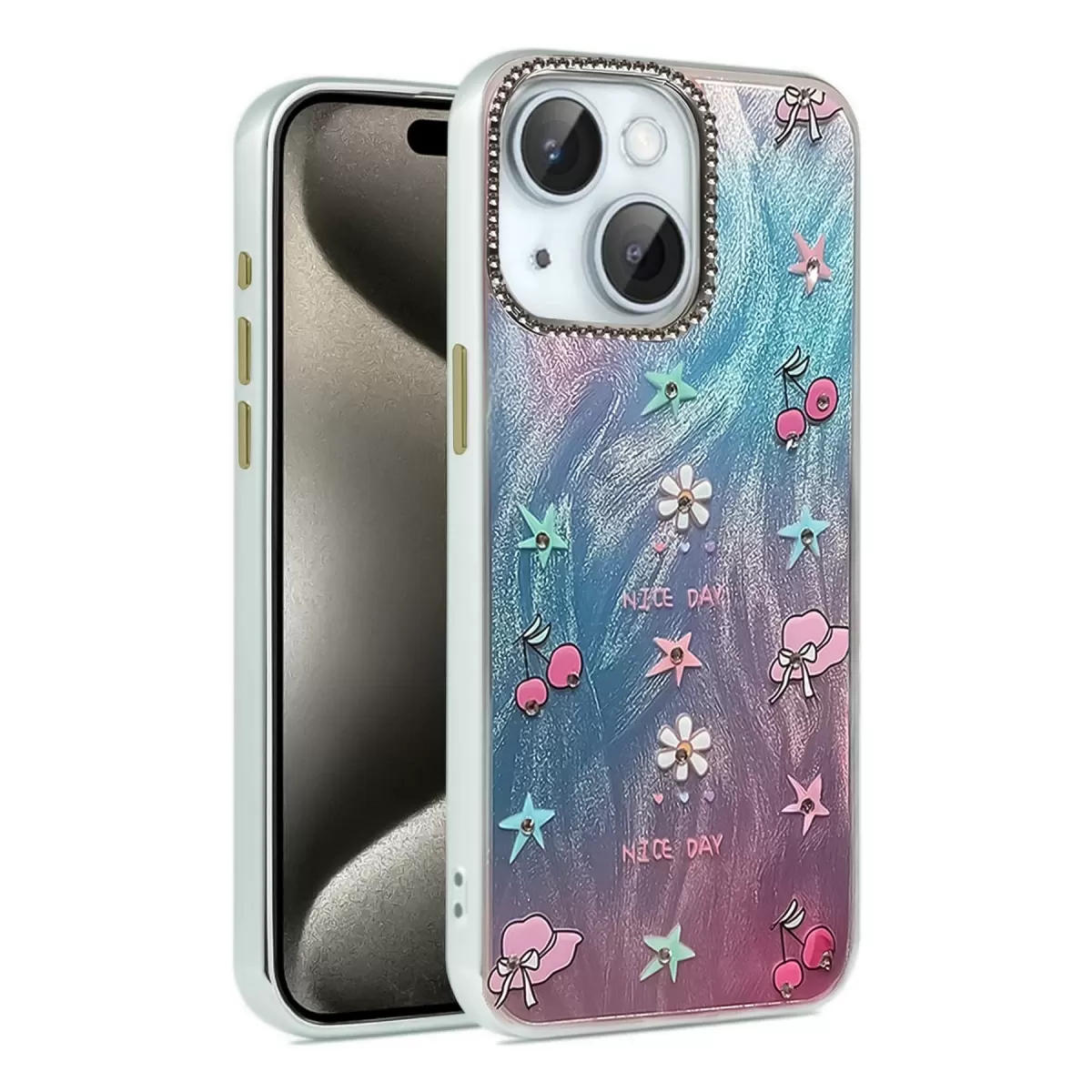 Newface Apple iPhone 15 Plus Kılıf Blade Aynalı Desenli Kapak - Desen 4