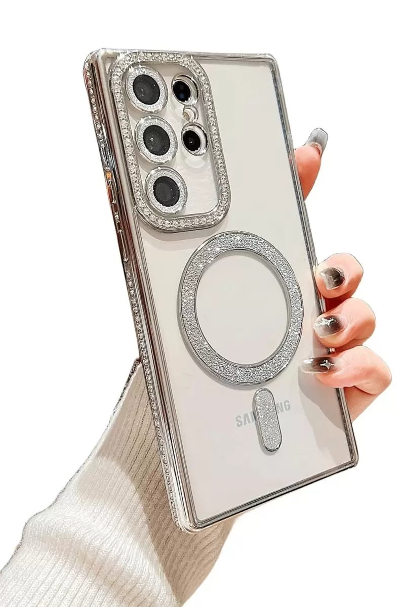 Newface Samsung Galaxy S24 Ultra Kılıf Joke Simli Magneticsafe Kılıf - Gold
