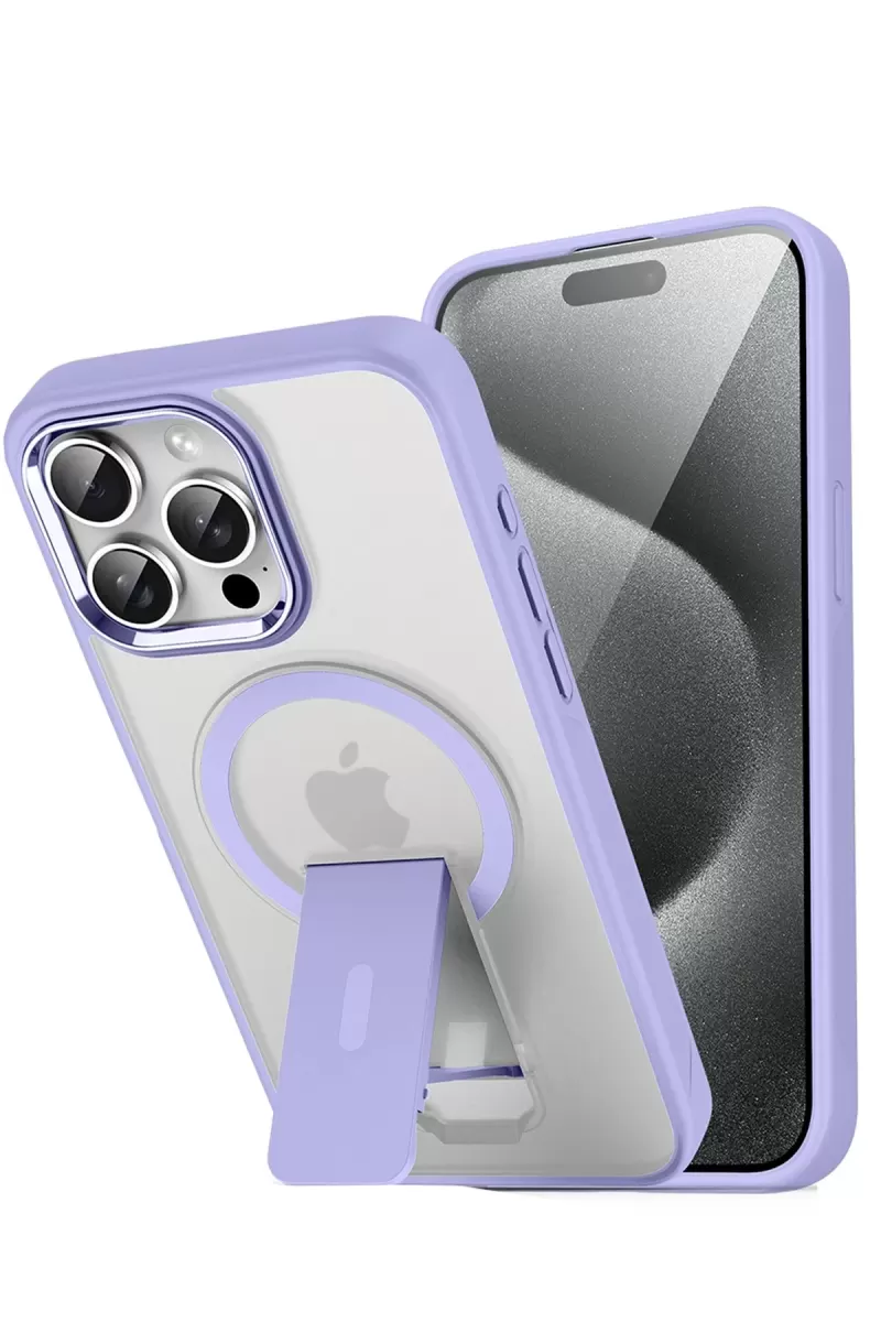 Newface Apple iPhone 14 Pro Tork Magsafe Standlı Kapak - Lila