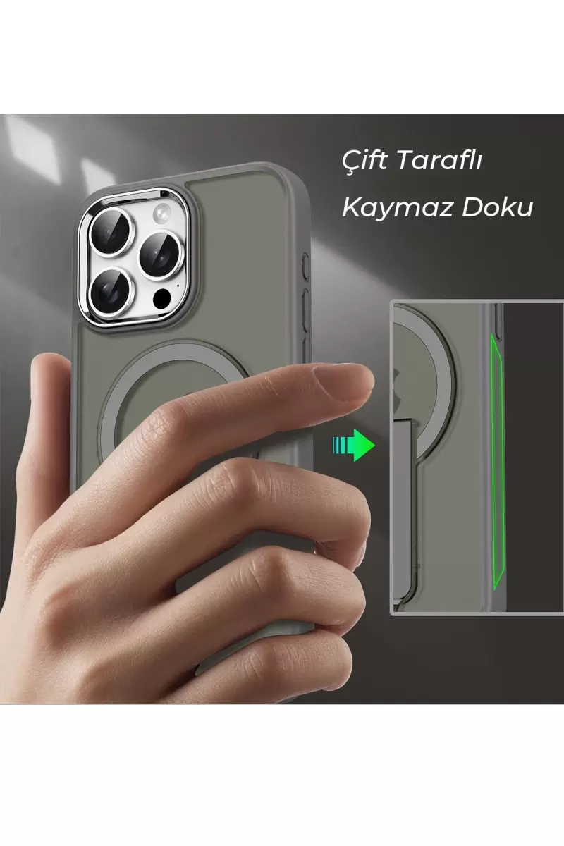 Newface Apple iPhone 14 Pro Tork Magsafe Standlı Kapak - Lila