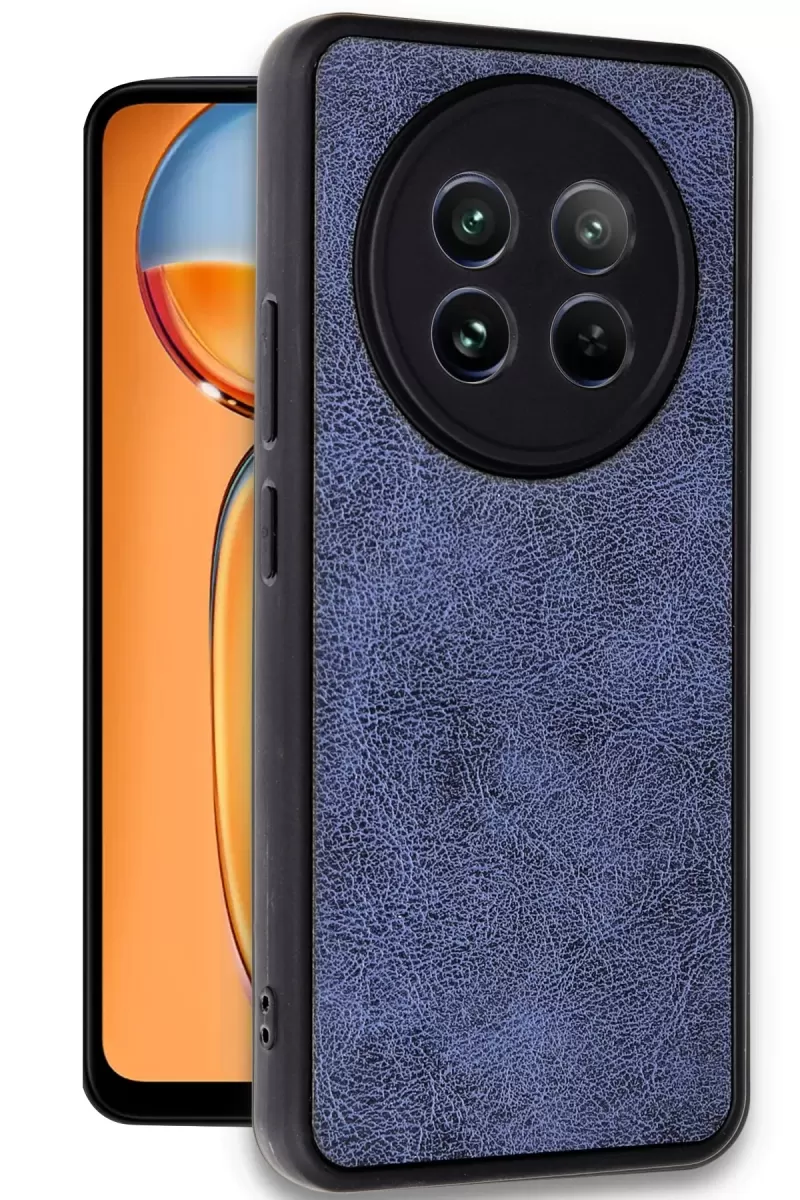 Newface Realme 12 5G Kılıf Aras Deri Kapak - Lacivert