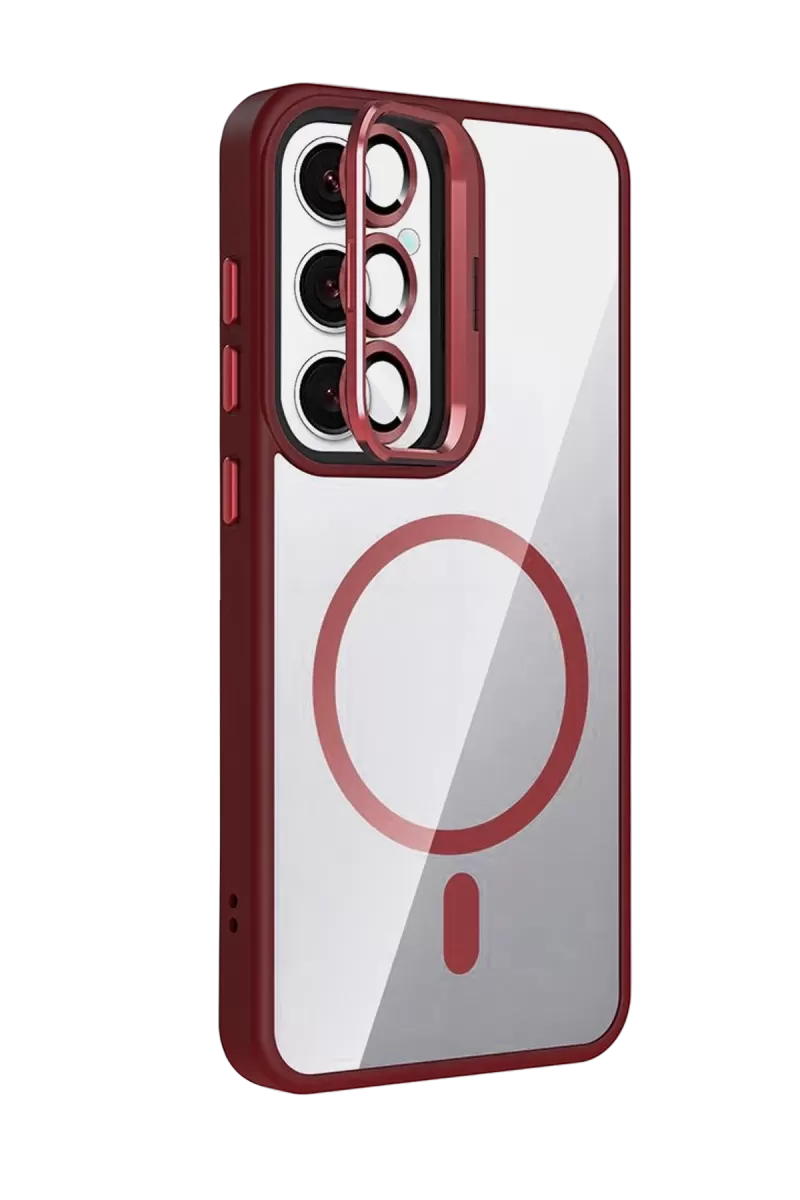 Joko Samsung Galaxy S25 FE Remim Lensli Magsafe Standlı Kapak - Bordo