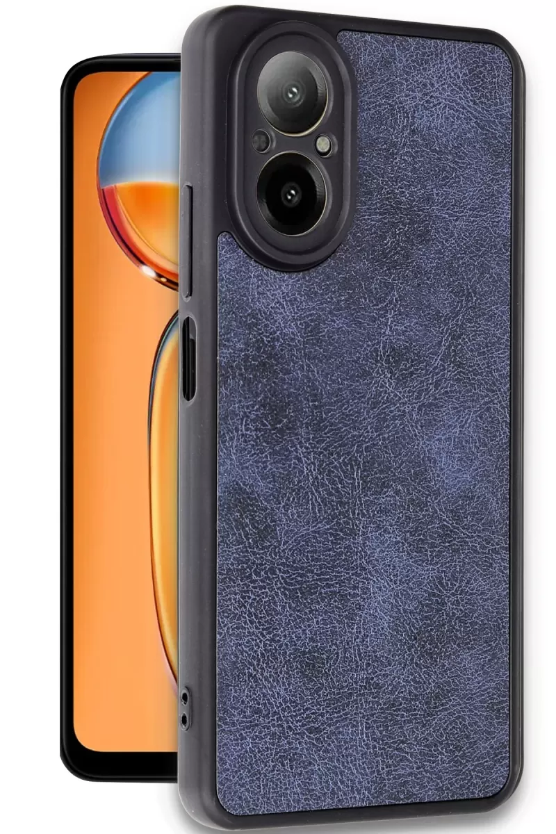 Newface Realme 12 Lite Kılıf Aras Deri Kapak - Lacivert
