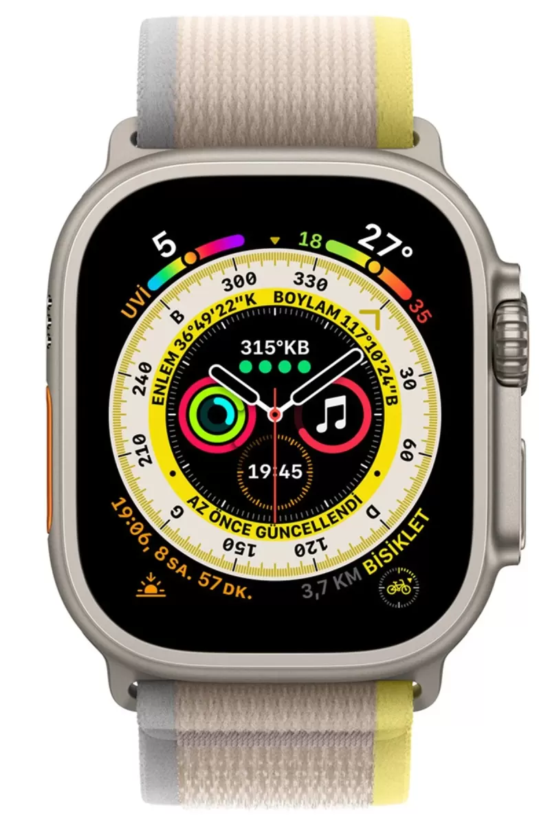 Newface Apple Watch 42mm Trail Kordon - Sarı-Bej