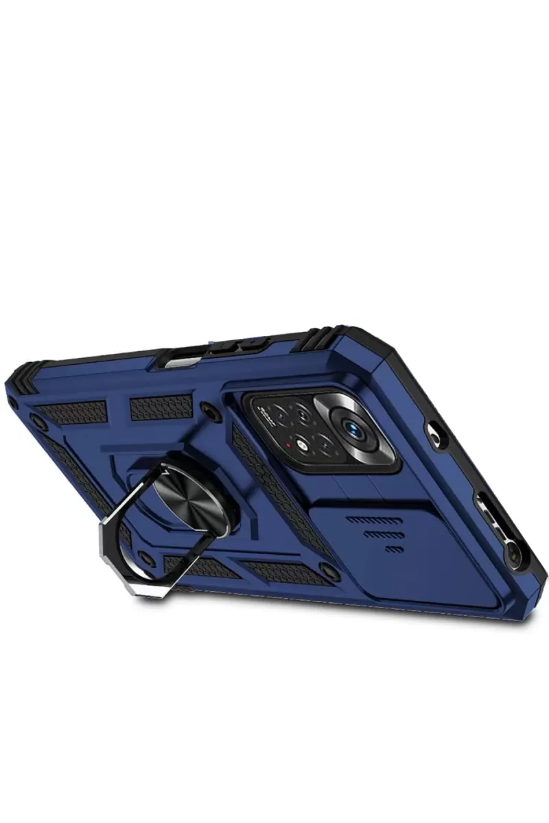 Newface Xiaomi Redmi Note 11 Pro Kılıf Pars Lens Yüzüklü Silikon - Lacivert