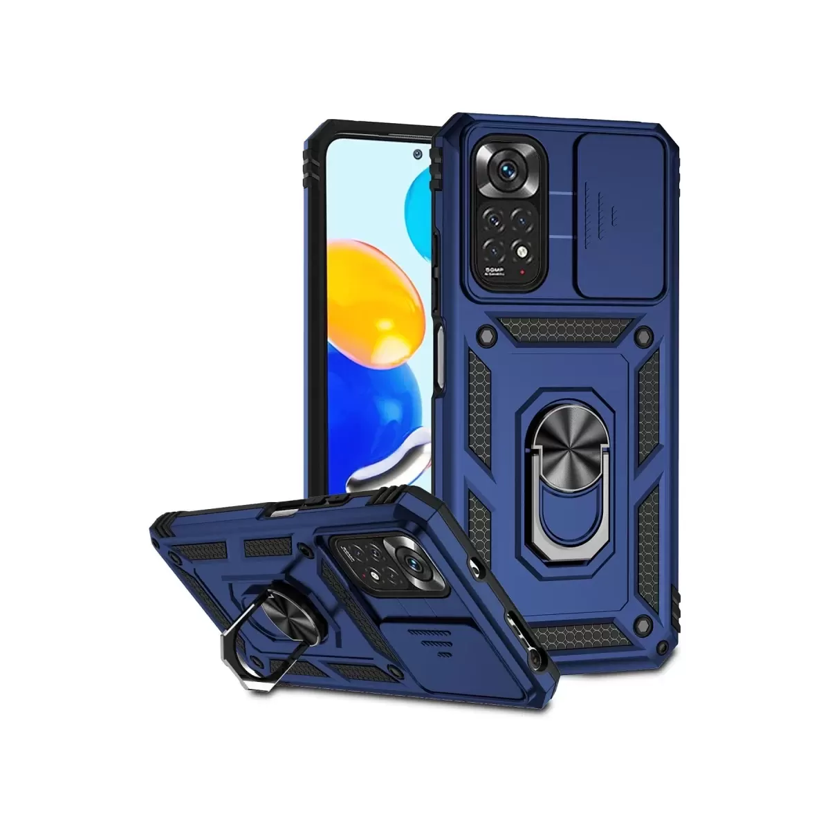 Newface Xiaomi Redmi Note 11 Pro Kılıf Pars Lens Yüzüklü Silikon - Lacivert