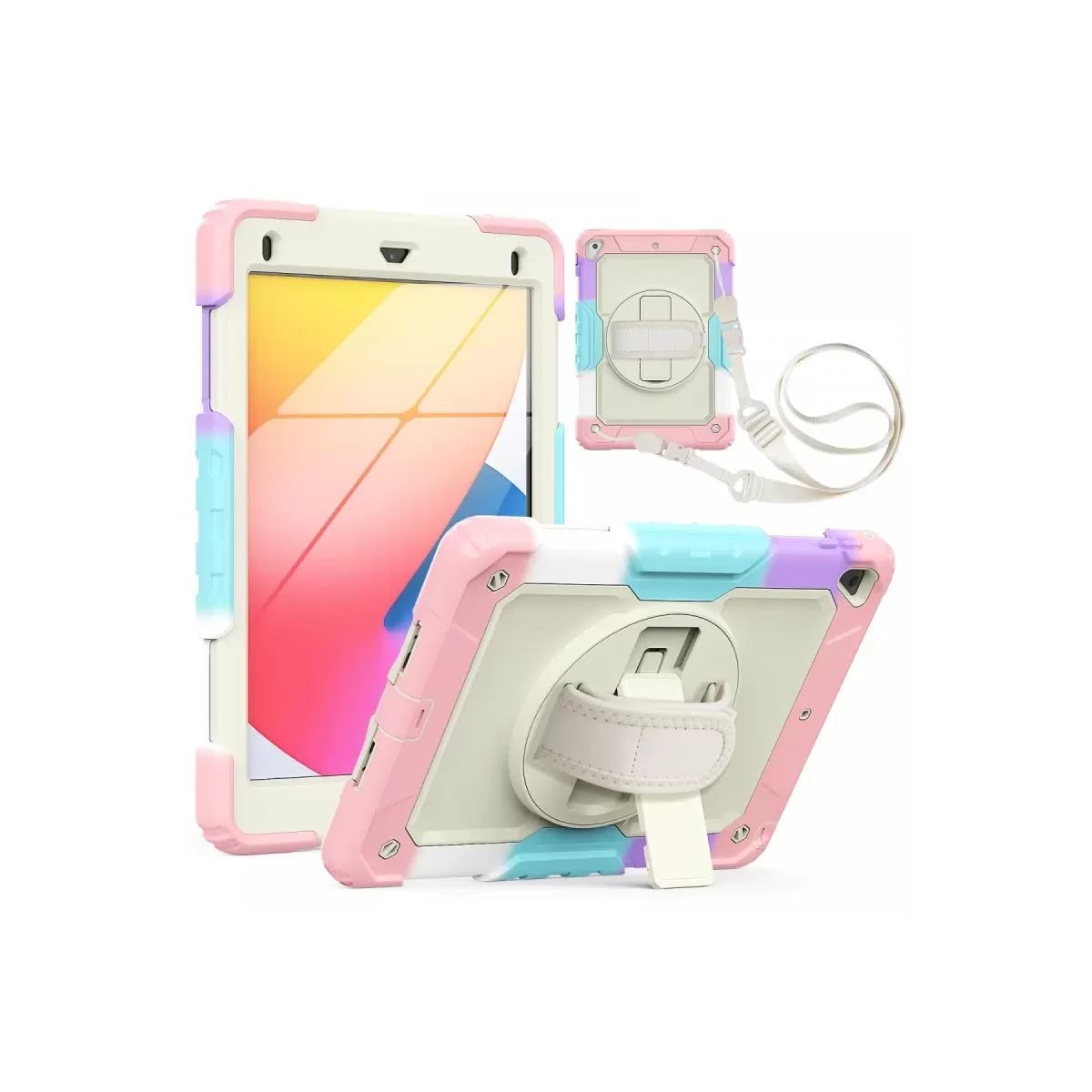 Newface Apple iPad 5 Air 9.7 Kılıf Tablet Rainbow Kapak - Pembe