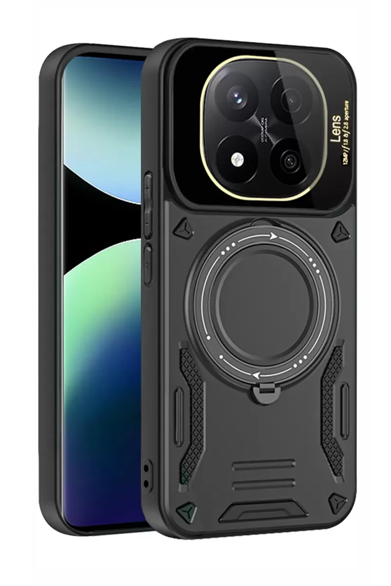 Newface Xiaomi 14T Pro Kılıf Joy Lens Standlı Kapak - Siyah