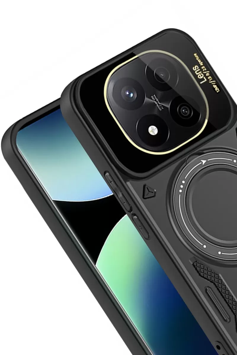 Newface Xiaomi 14T Pro Kılıf Joy Lens Standlı Kapak - Siyah