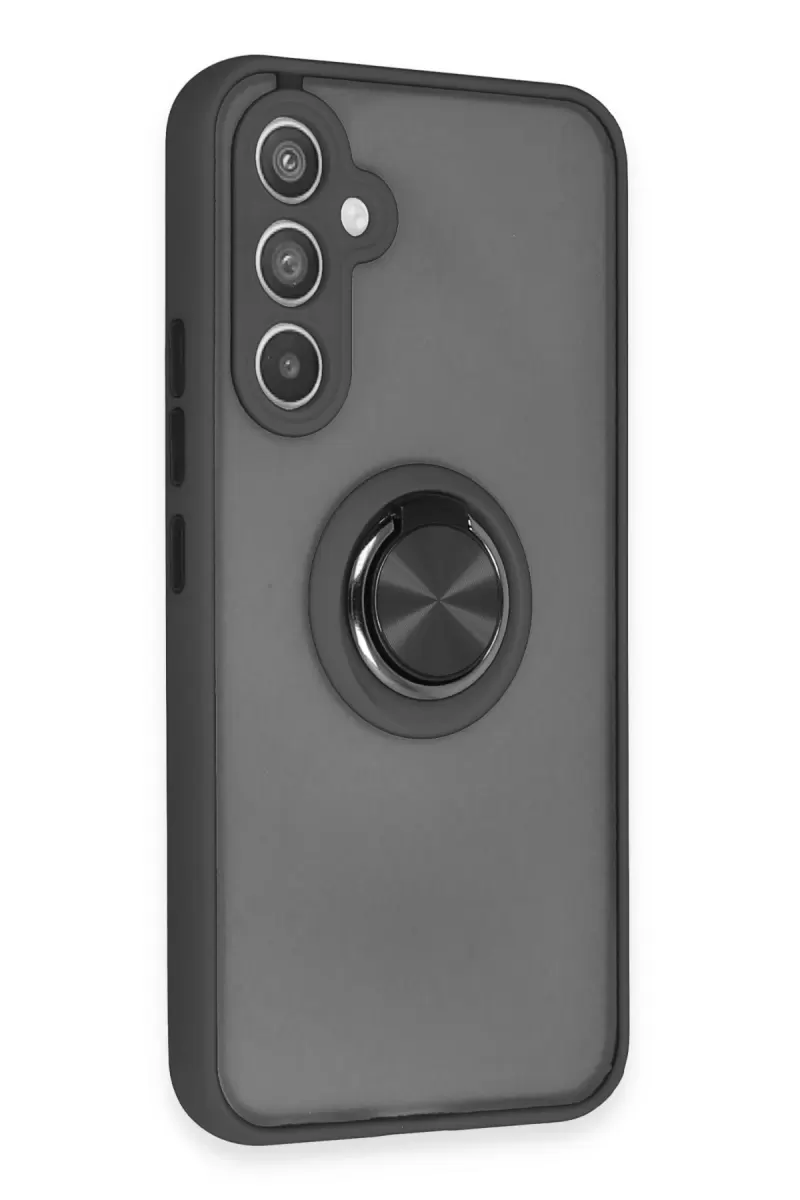 Newface Samsung Galaxy A54 5G Kılıf Montreal Yüzüklü Silikon Kapak - Siyah
