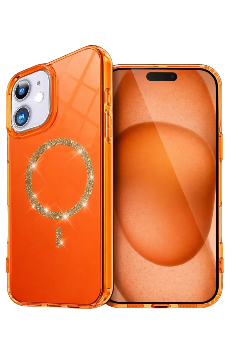 Newface Apple iPhone 11 Live Diamond Magsafe Kapak - Turuncu