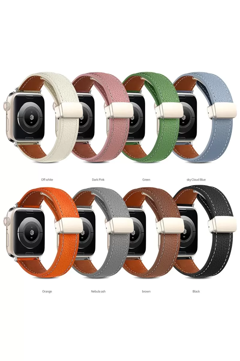 Newface Apple Watch 42mm KR414 Daks Deri Kordon - Siyah