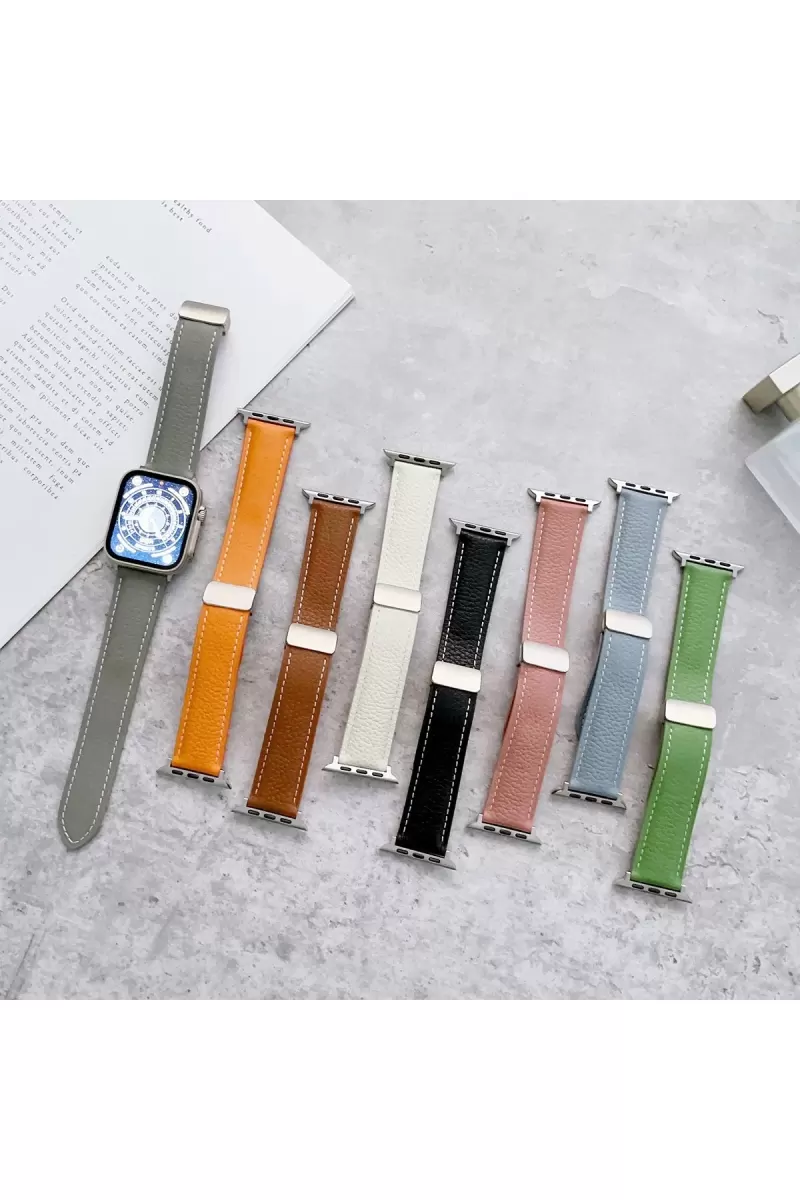 Newface Apple Watch 42mm KR414 Daks Deri Kordon - Siyah