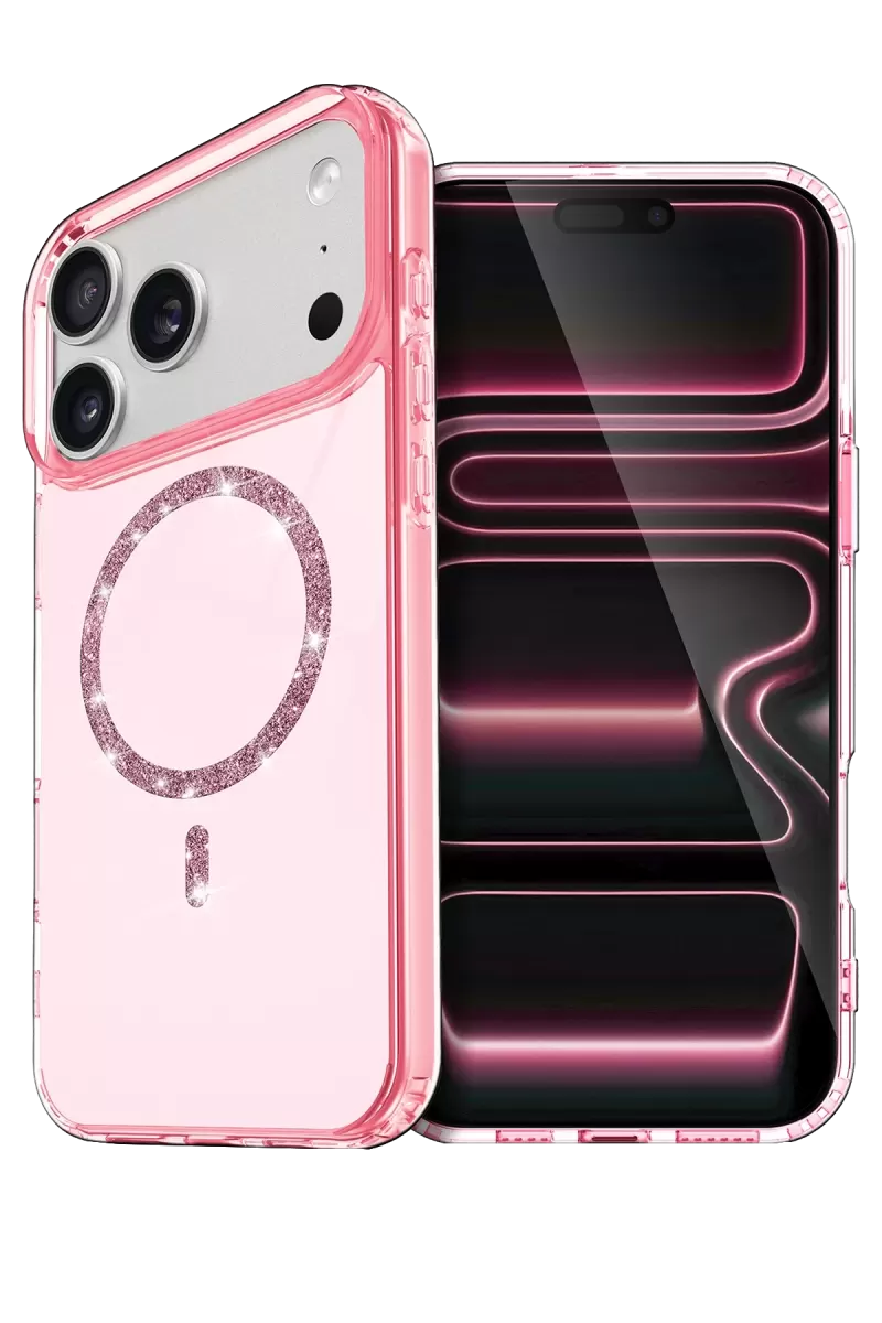 Newface Apple iPhone 17 Pro Live Diamond Magsafe Kapak - Pembe