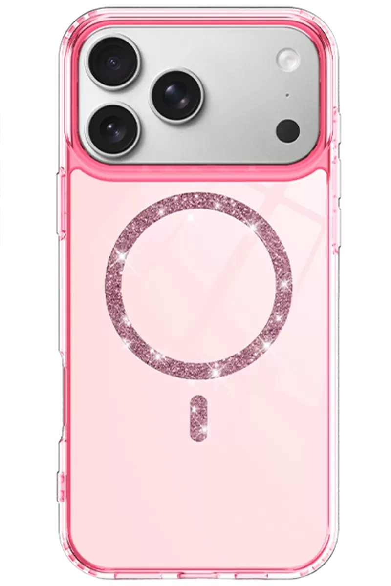 Newface Apple iPhone 17 Pro Live Diamond Magsafe Kapak - Pembe