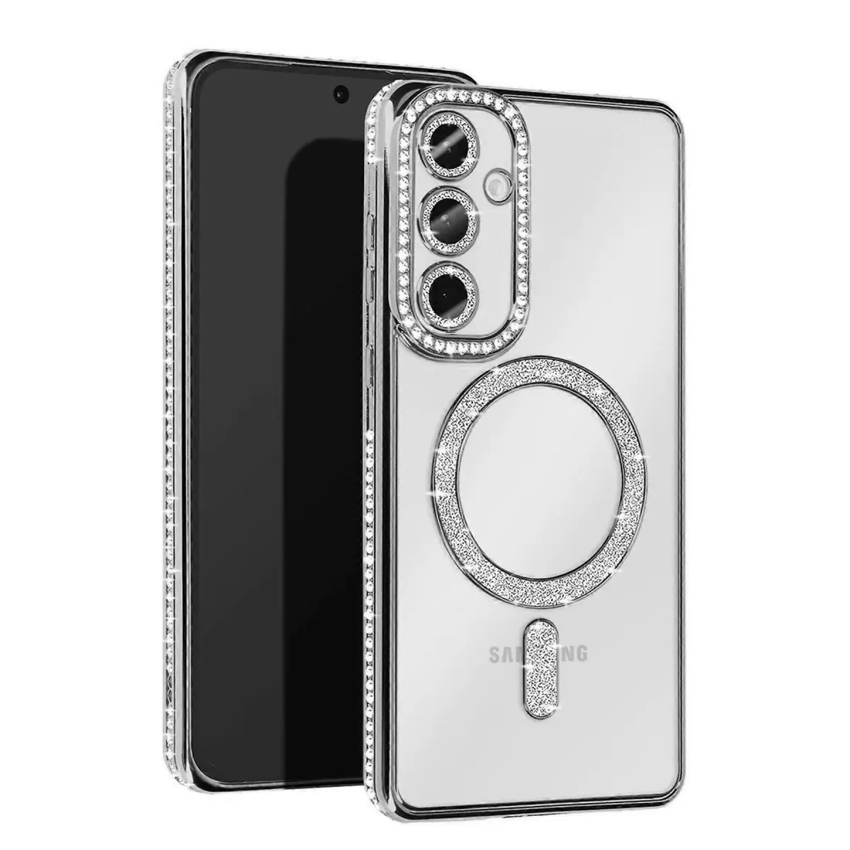Newface Samsung Galaxy S24 FE Joke Simli Magneticsafe Kılıf - Gümüş