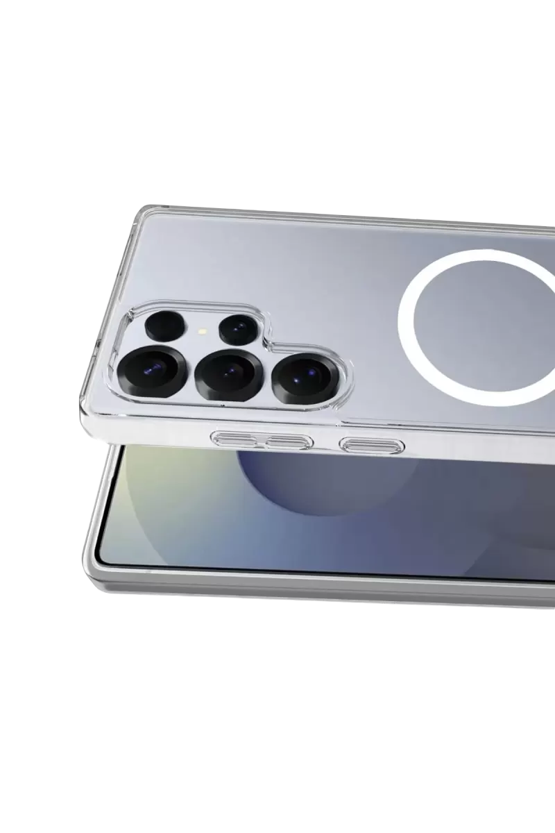 Newface Samsung Galaxy S25 Ultra Combo Sert Şeffaf Magsafe Kapak - Şeffaf
