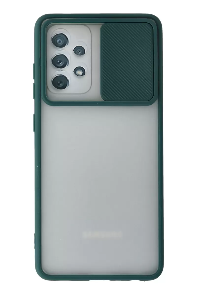 Newface Samsung Galaxy A52 Kılıf Palm Buzlu Kamera Sürgülü Silikon - Yeşil