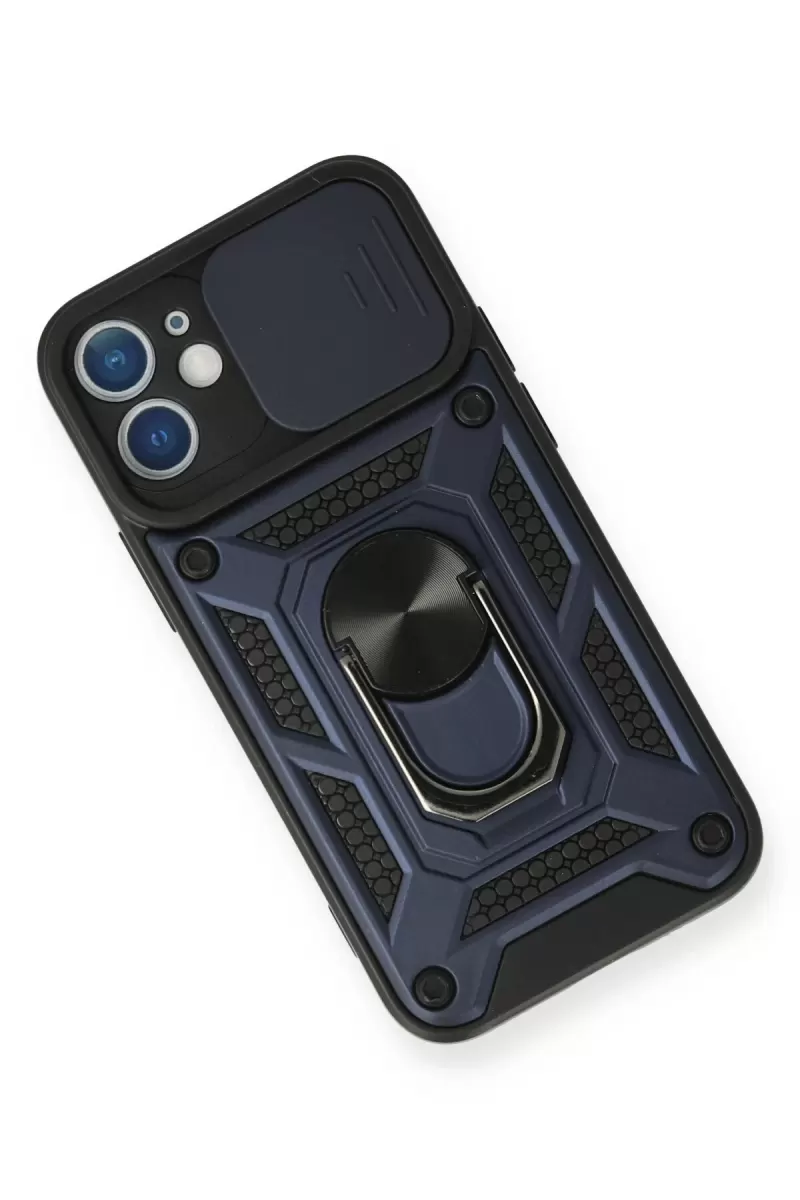 Newface Apple iPhone 11 Kılıf Pars Lens Yüzüklü Silikon - Lacivert