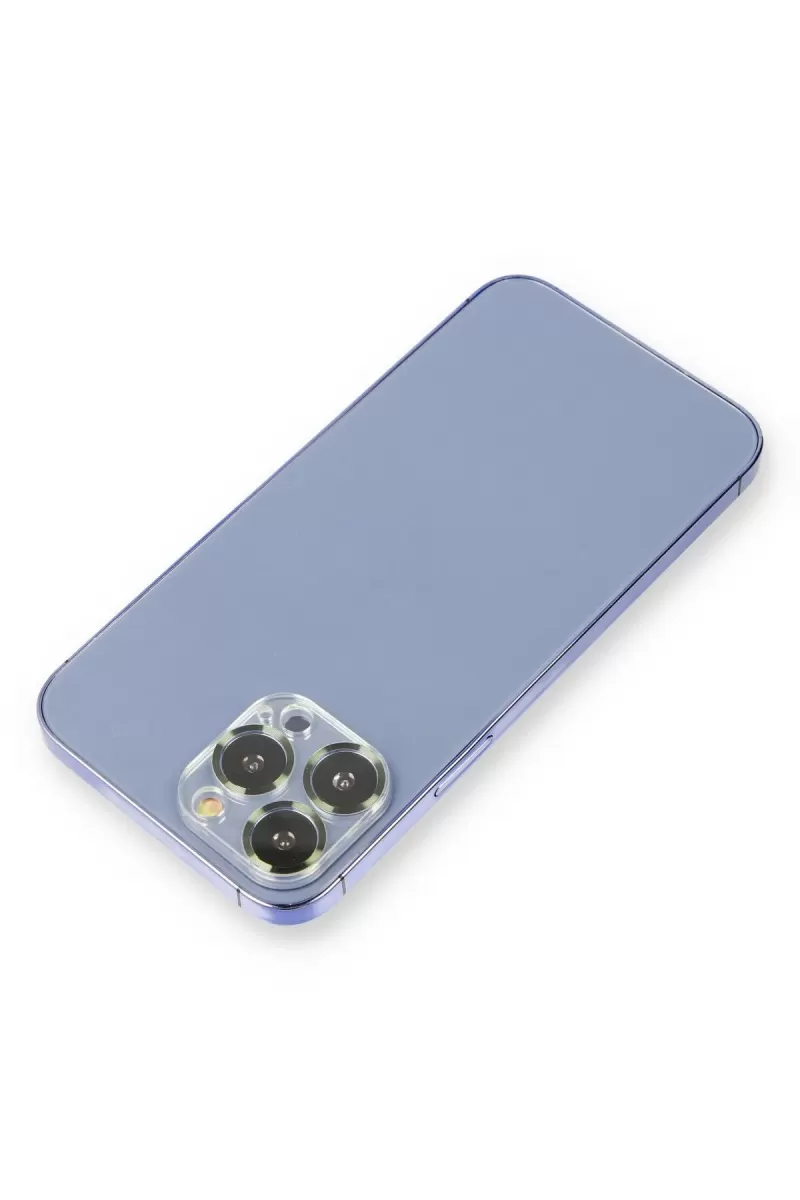 Newface Apple iPhone 13 Pro Max Metal Kamera Lens Koruma Cam - Koyu Yeşil